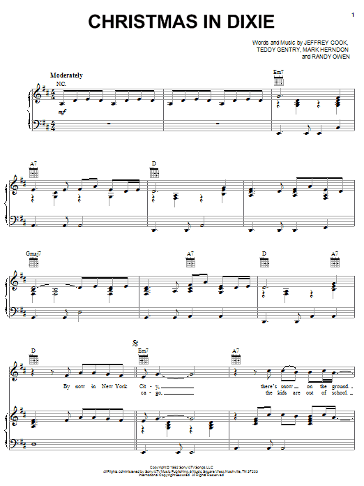 Alabama Christmas In Dixie Sheet Music Pdf Notes Chords Christmas Score Big Note Piano Download Printable Sku
