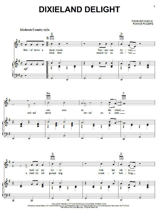 Alabama Dixieland Delight sheet music notes and chords. Download Printable PDF.