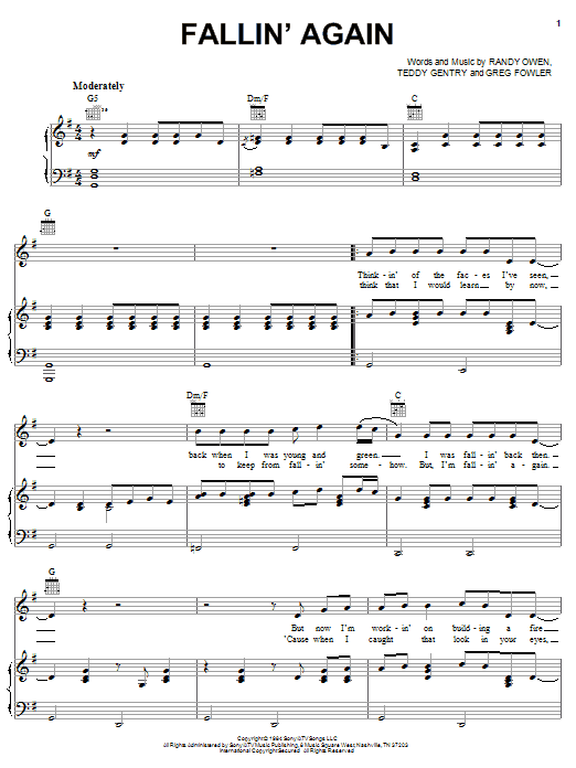 Alabama Fallin' Again sheet music notes and chords. Download Printable PDF.