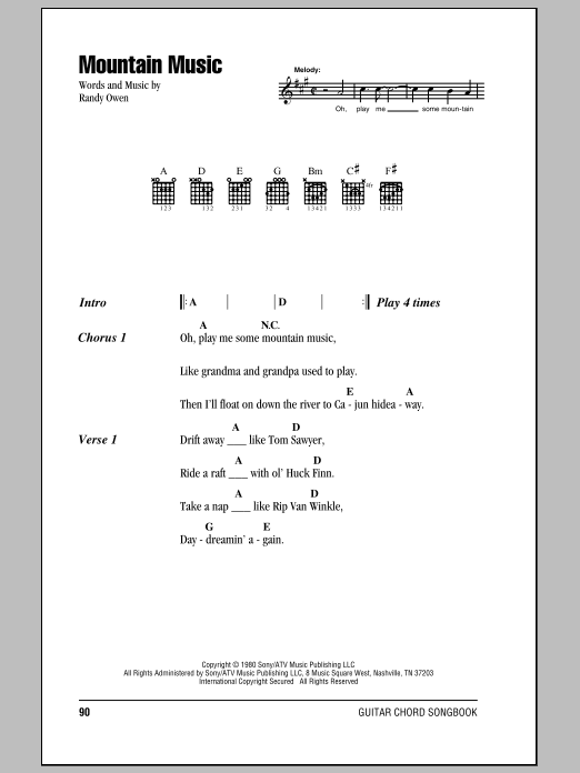 Alabama Mountain Music sheet music notes and chords. Download Printable PDF.