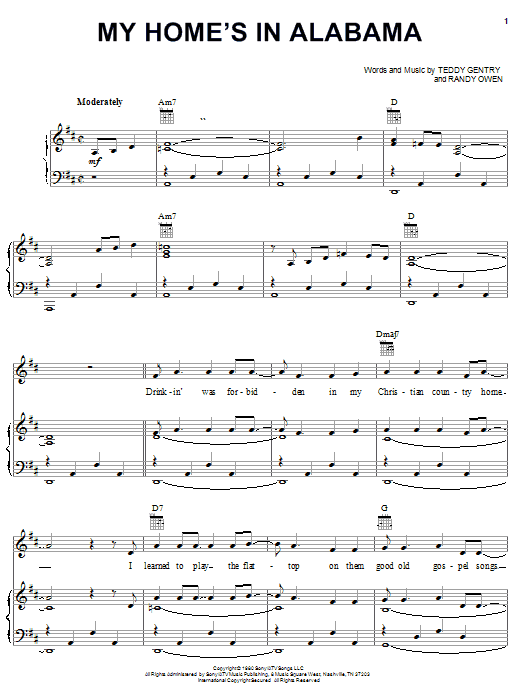 Learn to play Alabama My Home's In Alabama sheet music for Easy Piano in minutes. Alabama My Home's In Alabama sheet music notes and chords. Download Printable PDF.