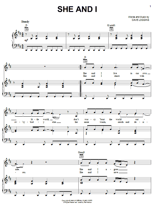 Alabama She And I sheet music notes and chords. Download Printable PDF.