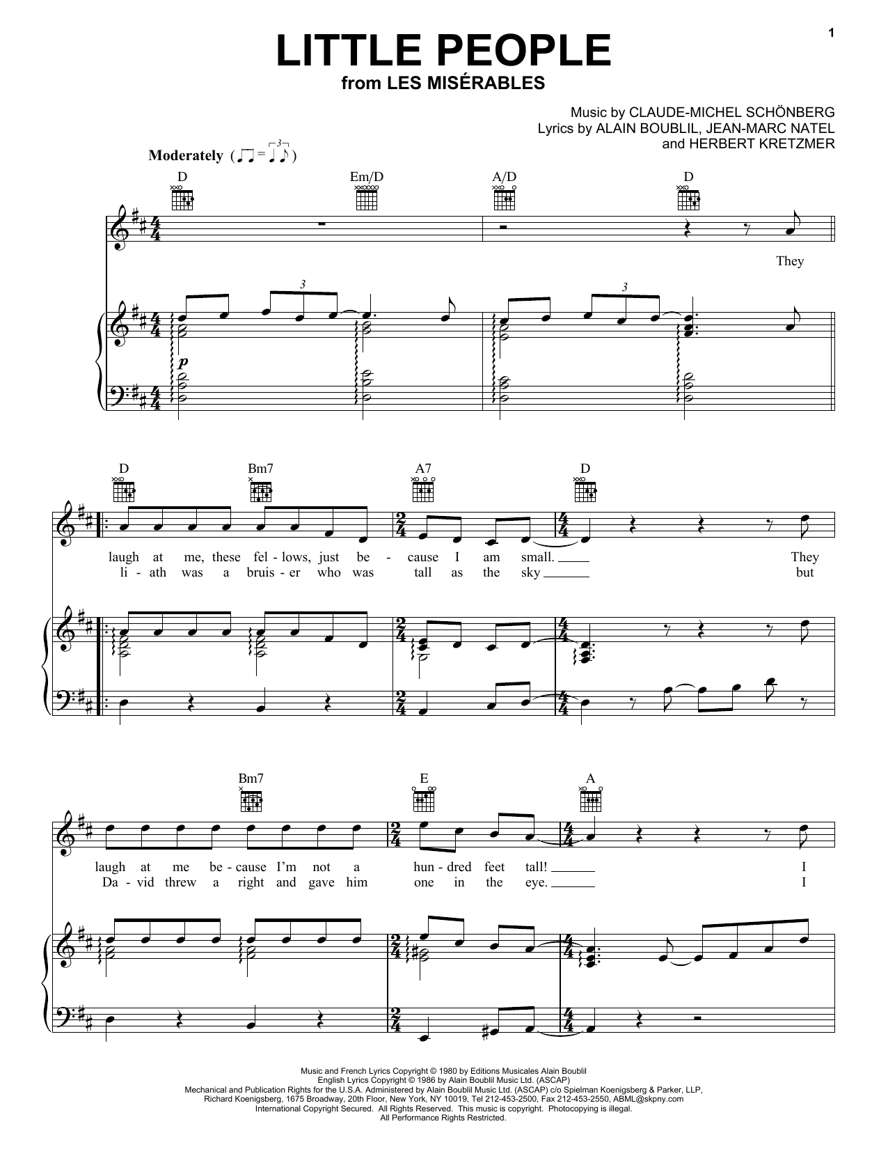 Boublil and Schonberg Little People (From Les Miserables) sheet music notes and chords. Download Printable PDF.