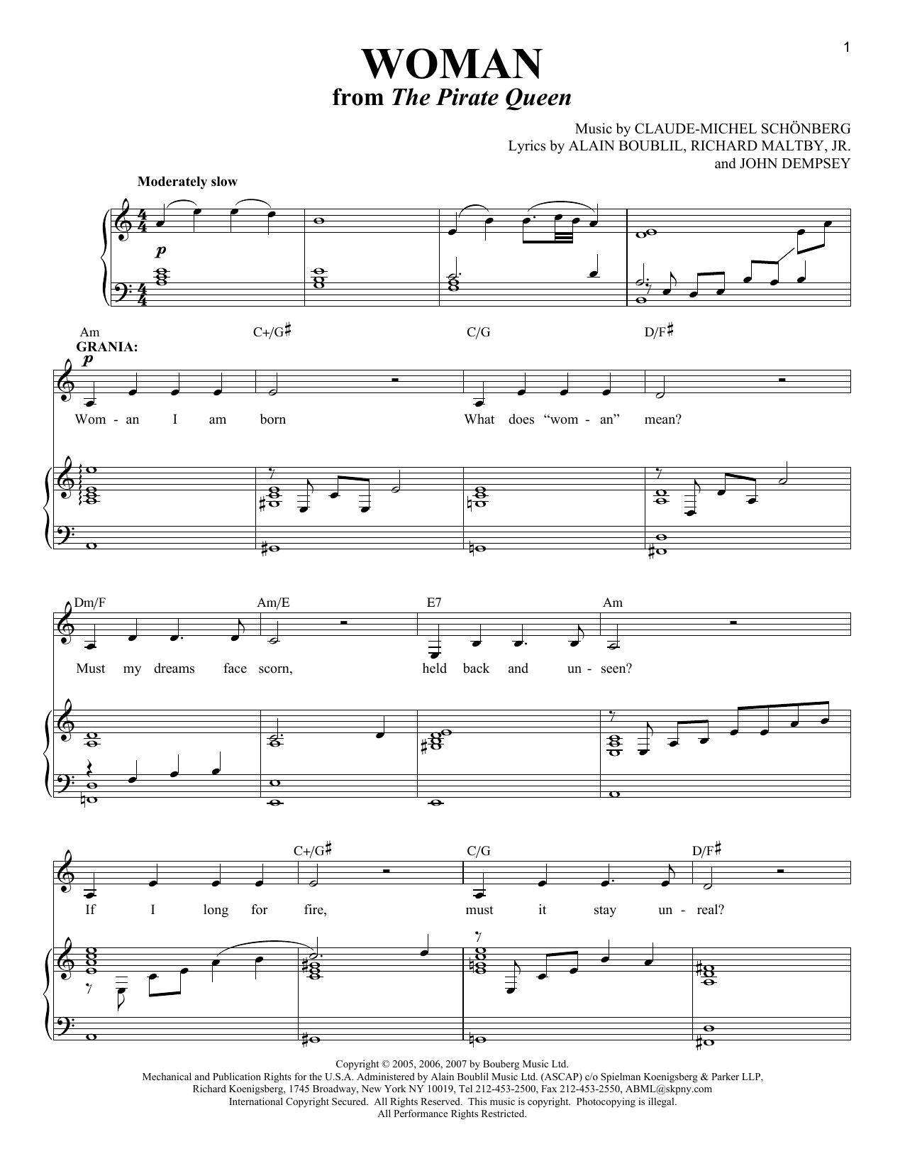 Alain Boublil Woman sheet music notes and chords. Download Printable PDF.