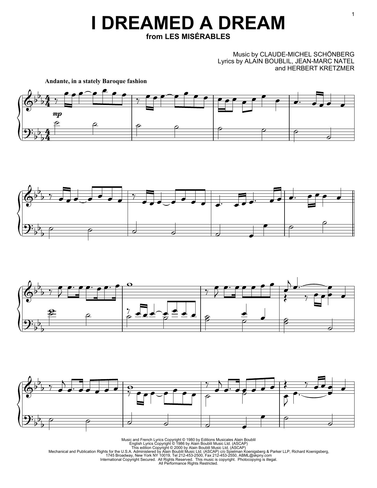 Susan Boyle I Dreamed A Dream sheet music notes and chords. Download Printable PDF.