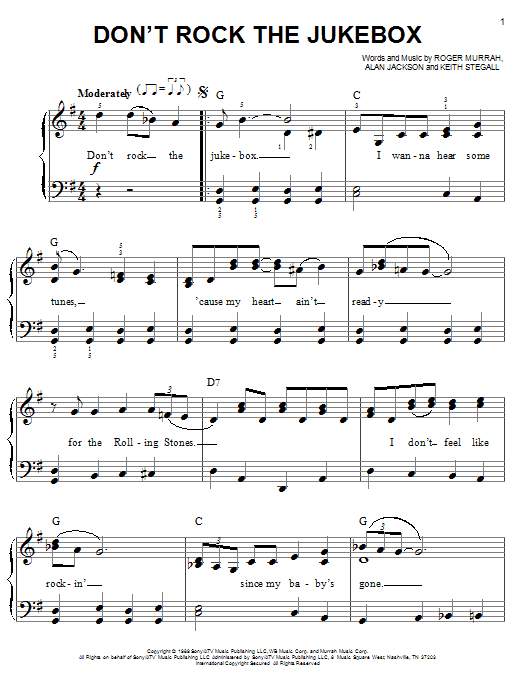 Alan Jackson Don't Rock The Jukebox sheet music notes and chords. Download Printable PDF.