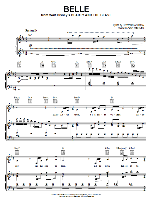 Alan Menken Belle (from Beauty And The Beast) sheet music notes and chords arranged for Flute Duet