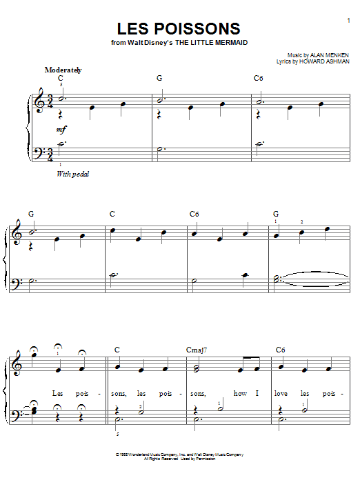 Alan Menken Les Poissons (from The Little Mermaid) sheet music notes and chords. Download Printable PDF.