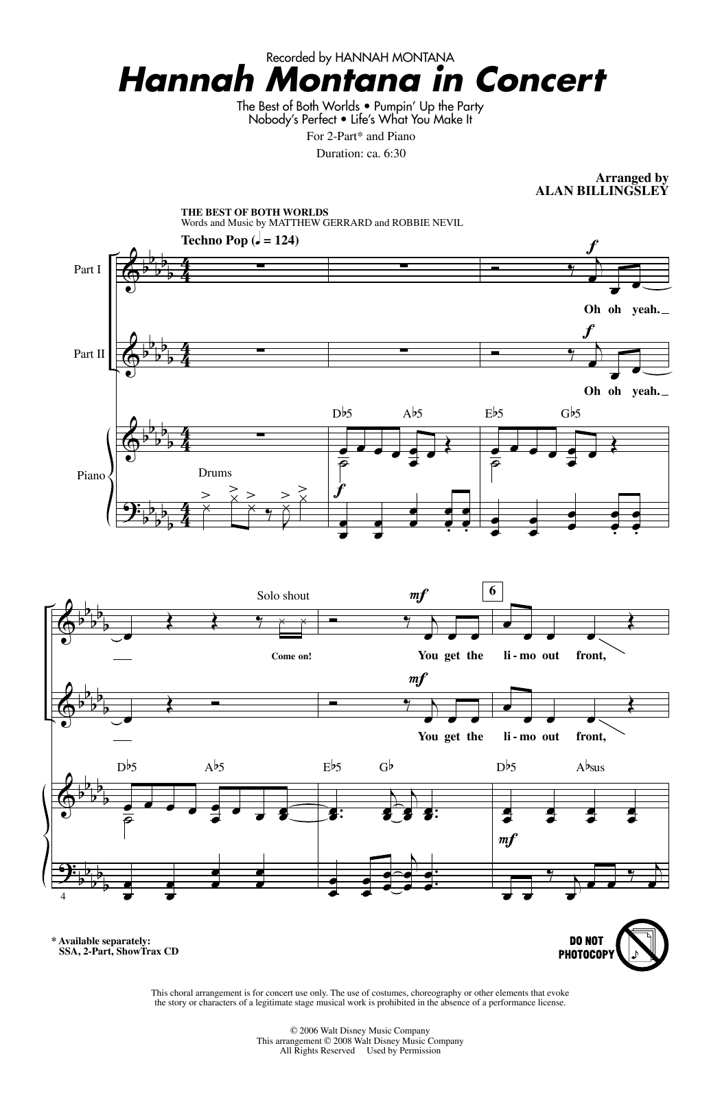 Alan Billingsley Hannah Montana In Concert sheet music notes and chords. Download Printable PDF.