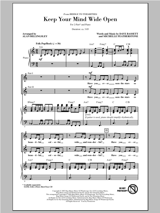 Alan Billingsley Keep Your Mind Wide Open sheet music notes and chords. Download Printable PDF.