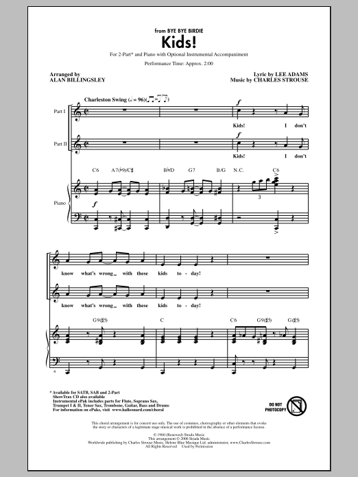 Alan Billingsley Kids! sheet music notes and chords. Download Printable PDF.