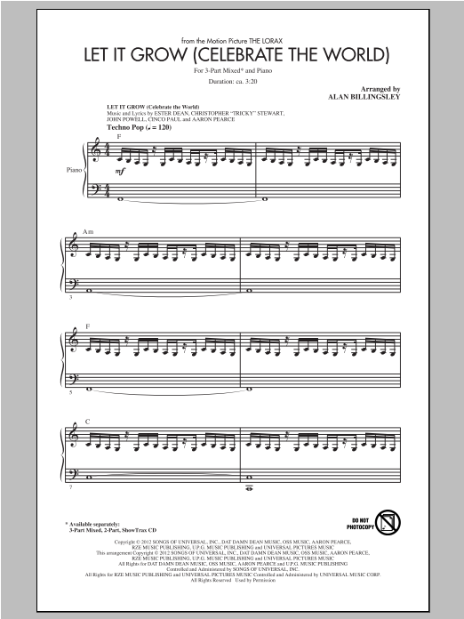 Alan Billingsley Let It Grow sheet music notes and chords. Download Printable PDF.