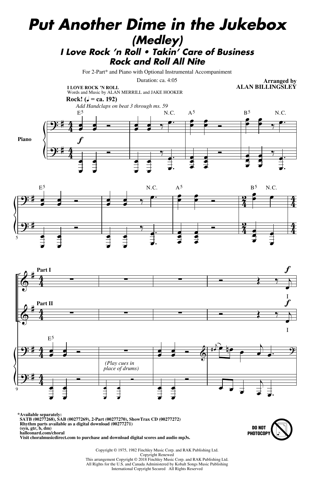 Alan Billingsley Put Another Dime In The Jukebox (Medley) sheet music notes and chords. Download Printable PDF.