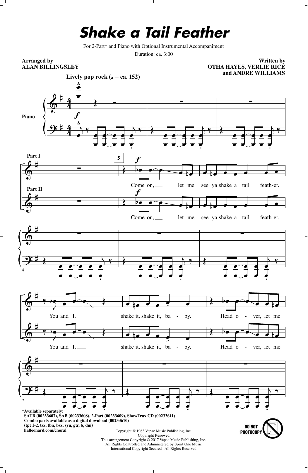 Alan Billingsley Shake A Tail Feather sheet music notes and chords. Download Printable PDF.