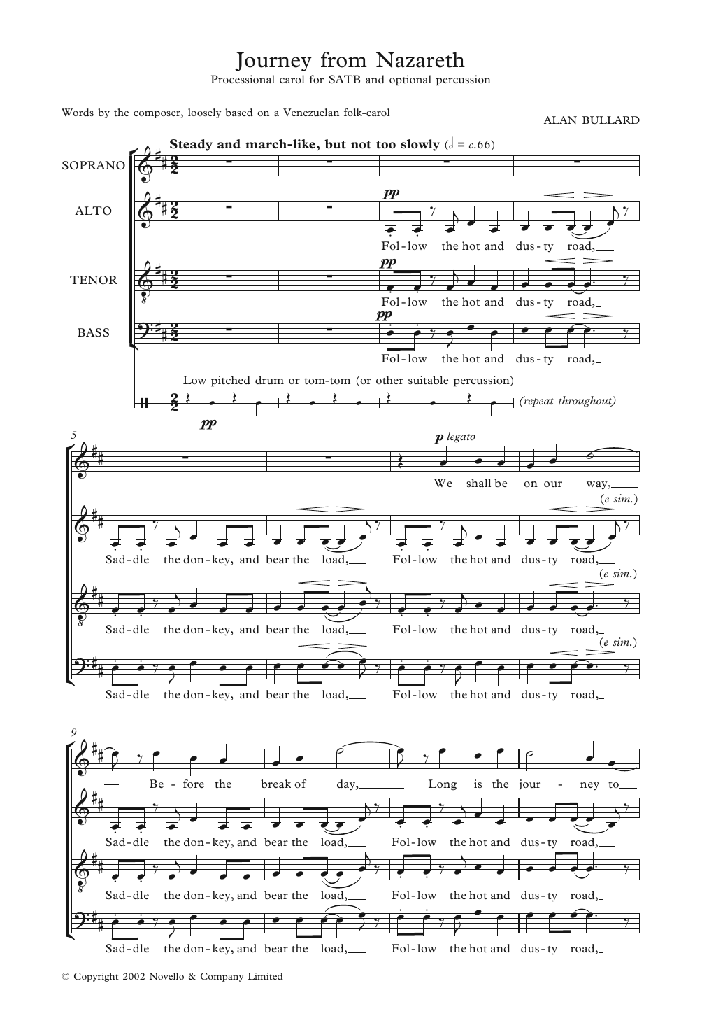 Alan Bullard Journey From Nazareth sheet music notes and chords. Download Printable PDF.