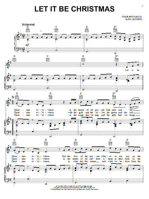 Alan Jackson Let It Be Christmas sheet music notes and chords. Download Printable PDF.