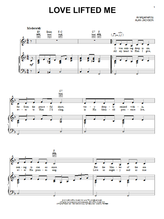 Alan Jackson Love Lifted Me sheet music notes and chords. Download Printable PDF.