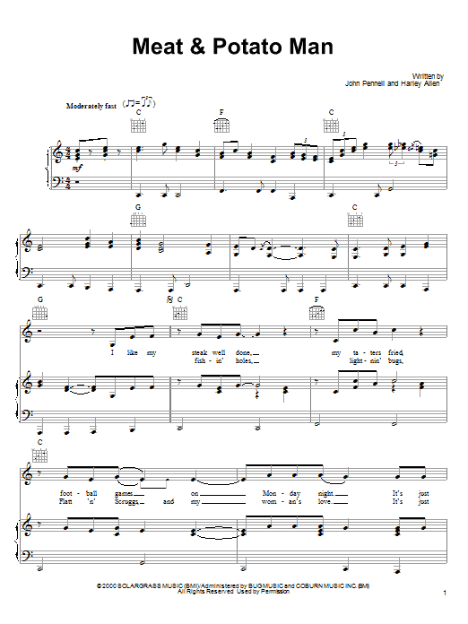 Alan Jackson Meat & Potato Man sheet music notes and chords. Download Printable PDF.