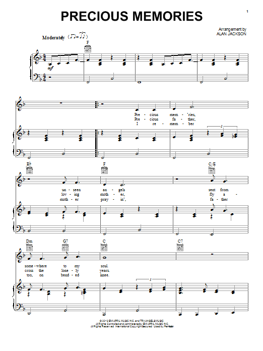 Alan Jackson Precious Memories sheet music notes and chords. Download Printable PDF.