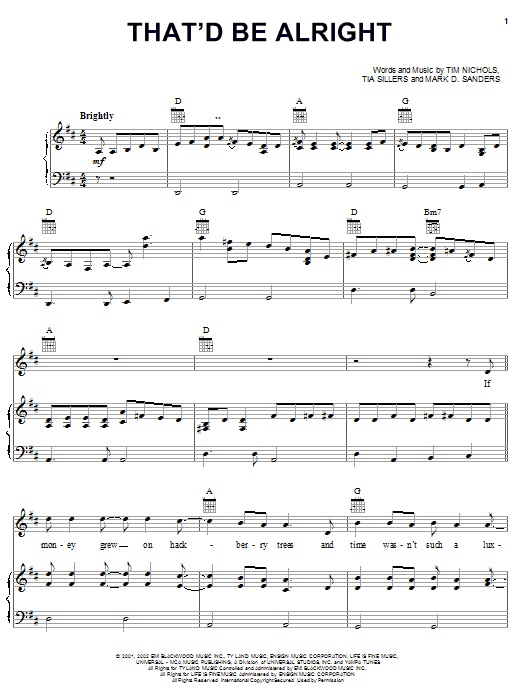 Learn to play Alan Jackson That'd Be Alright sheet music for Piano, Vocal & Guitar (Right-Hand Melody) in minutes. Alan Jackson That'd Be Alright sheet music notes and chords