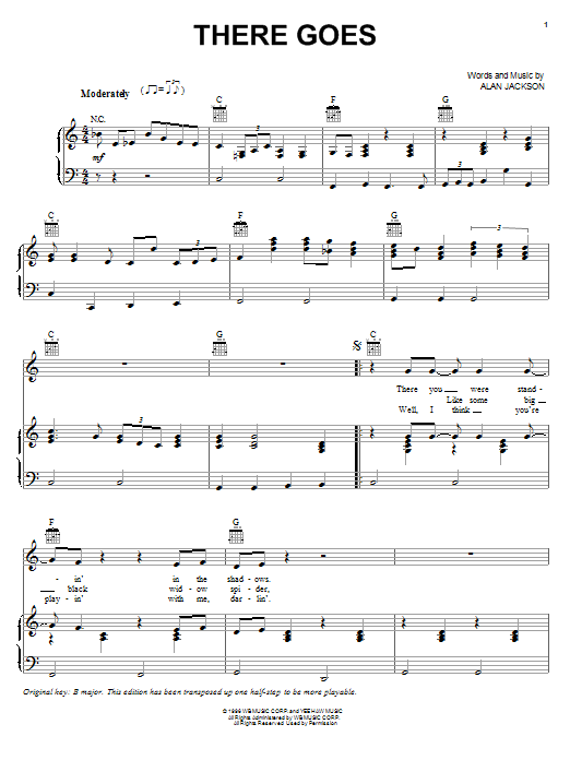 Alan Jackson There Goes sheet music notes and chords. Download Printable PDF.