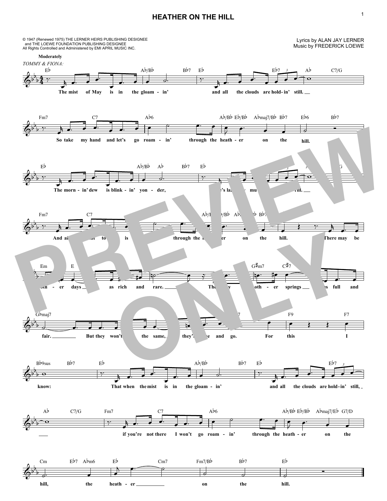 Learn to play Alan Jay Lerner Heather On The Hill sheet music for Lead Sheet / Fake Book in minutes. Price: 5.9900$ Alan Jay Lerner Heather On The Hill sheet music notes and chords arranged for Lead Sheet / Fake Book