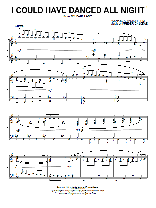 Learn to play Alan Jay Lerner I Could Have Danced All Night sheet music for Piano Solo in minutes. Alan Jay Lerner I Could Have Danced All Night sheet music notes and chords
