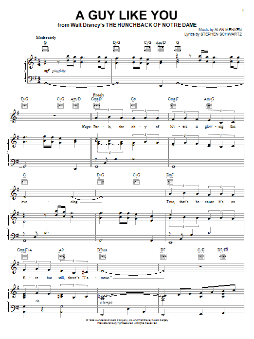 Alan Menken A Guy Like You sheet music notes and chords. Download Printable PDF.