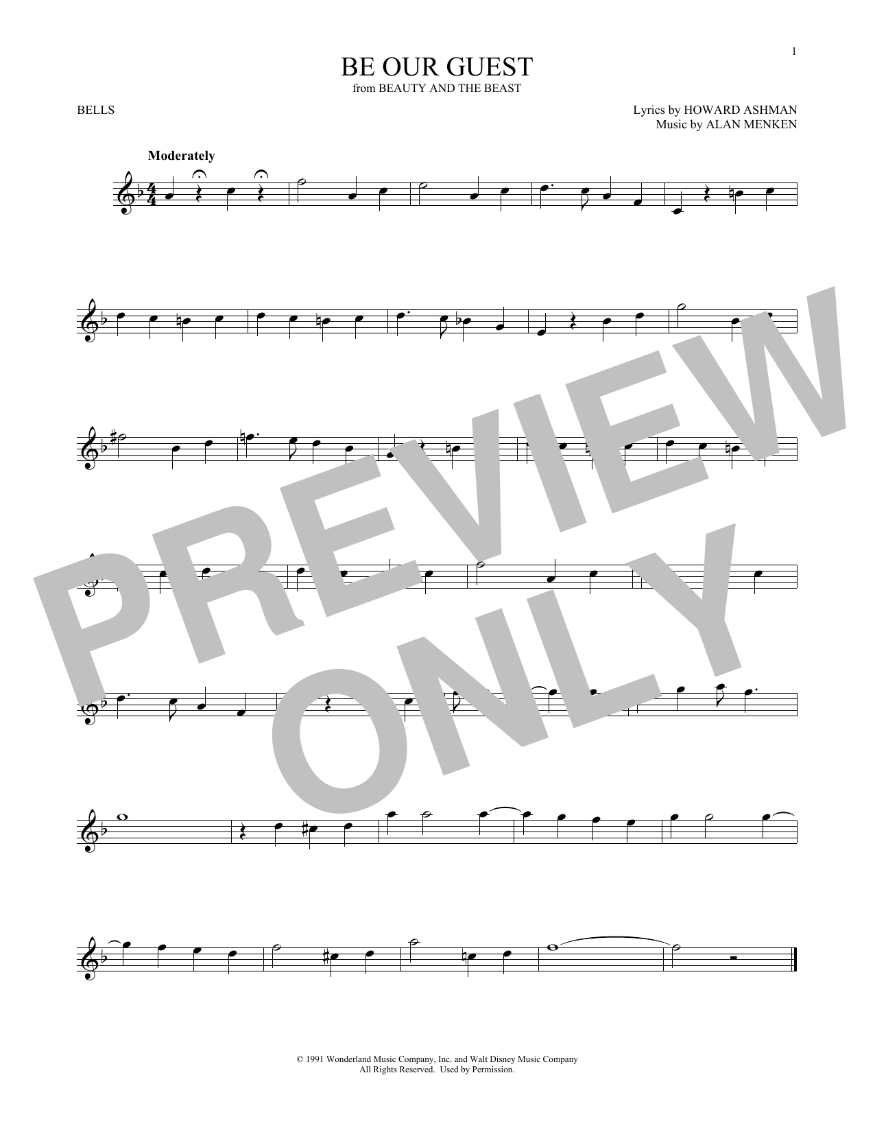 Alan Menken Be Our Guest (from Beauty And The Beast) sheet music notes and chords. Download Printable PDF.