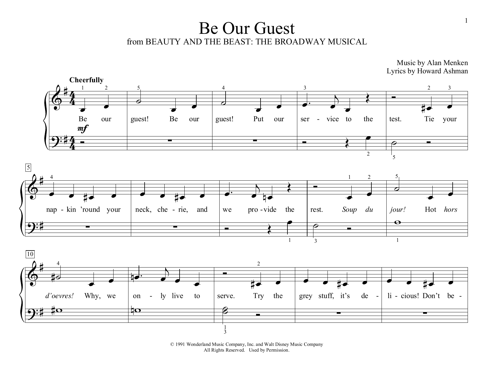 Alan Menken Be Our Guest From Beauty And The Beast Arr Christopher Hussey Sheet Music Pdf Notes Chords Disney Score Educational Piano Download Printable Sku