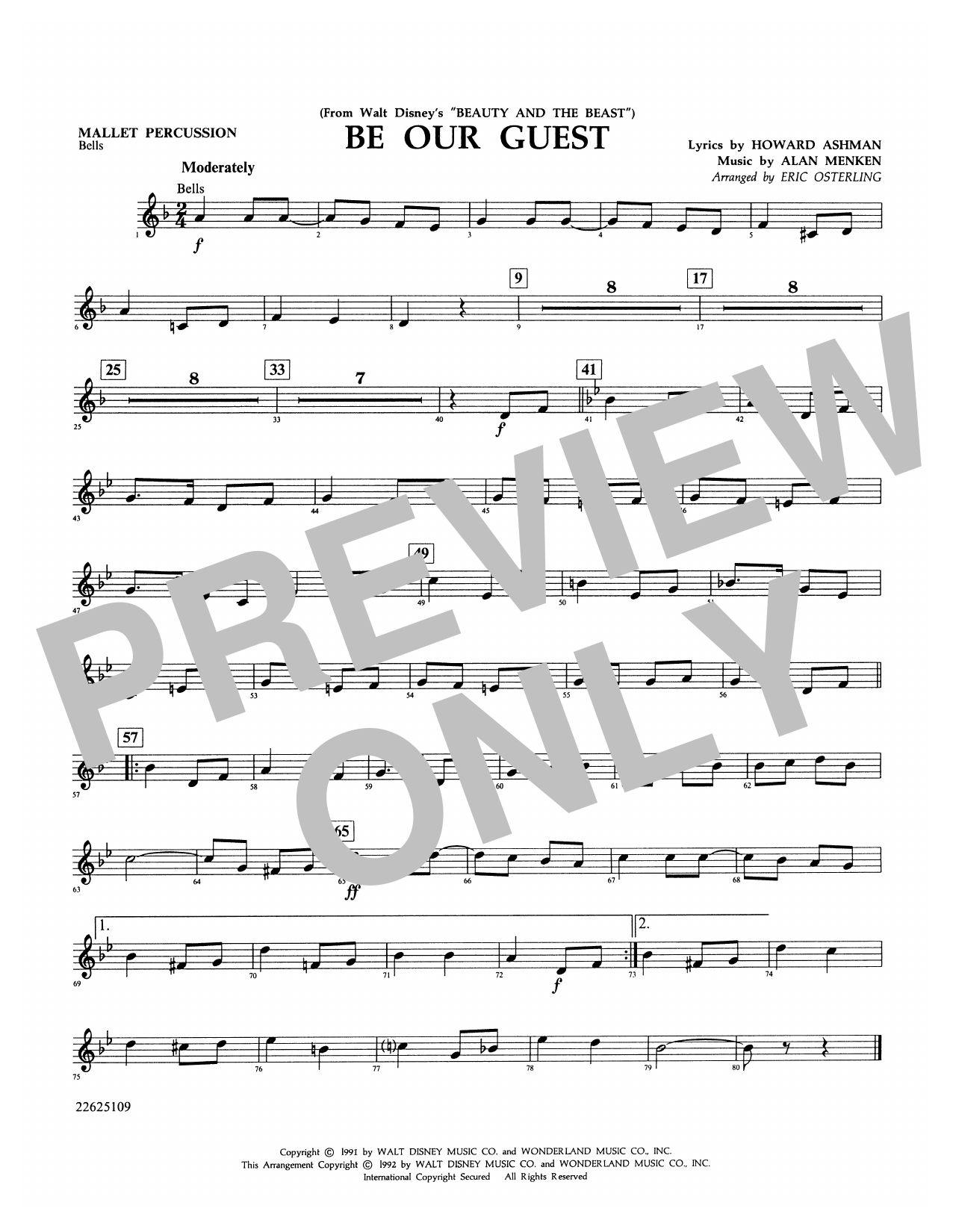 Alan Menken Be Our Guest From Beauty And The Beast Arr Eric Osterling Mallet Percussion Sheet Music Pdf Notes Chords Children Score Concert Band Download Printable Sku