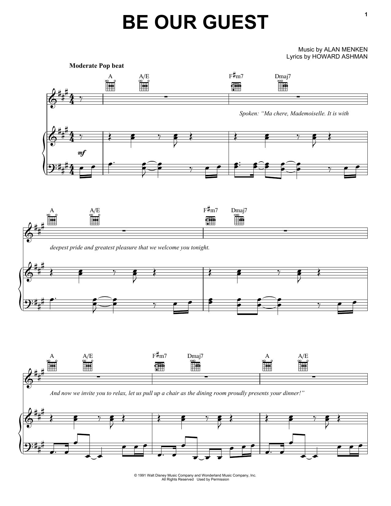 Alan Menken Be Our Guest From Disney S Descendants Sheet Music Pdf Notes Chords Disney Score Piano Vocal Guitar Right Hand Melody Download Printable Sku