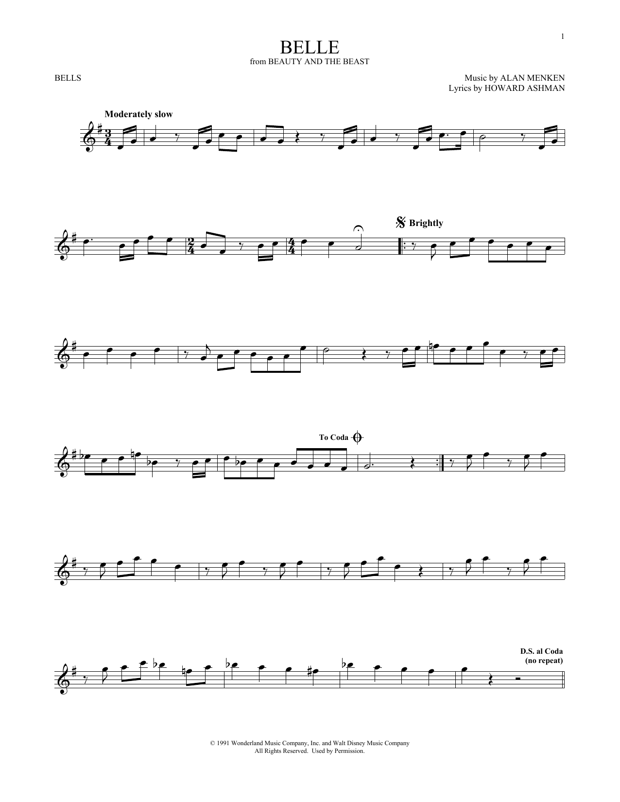 Alan Menken Belle (from Beauty And The Beast) sheet music notes and chords. Download Printable PDF.
