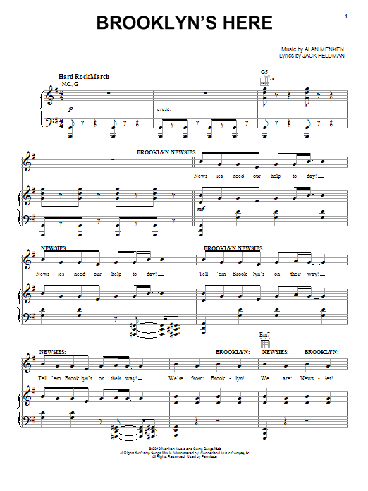 Alan Menken Brooklyn's Here sheet music notes and chords. Download Printable PDF.