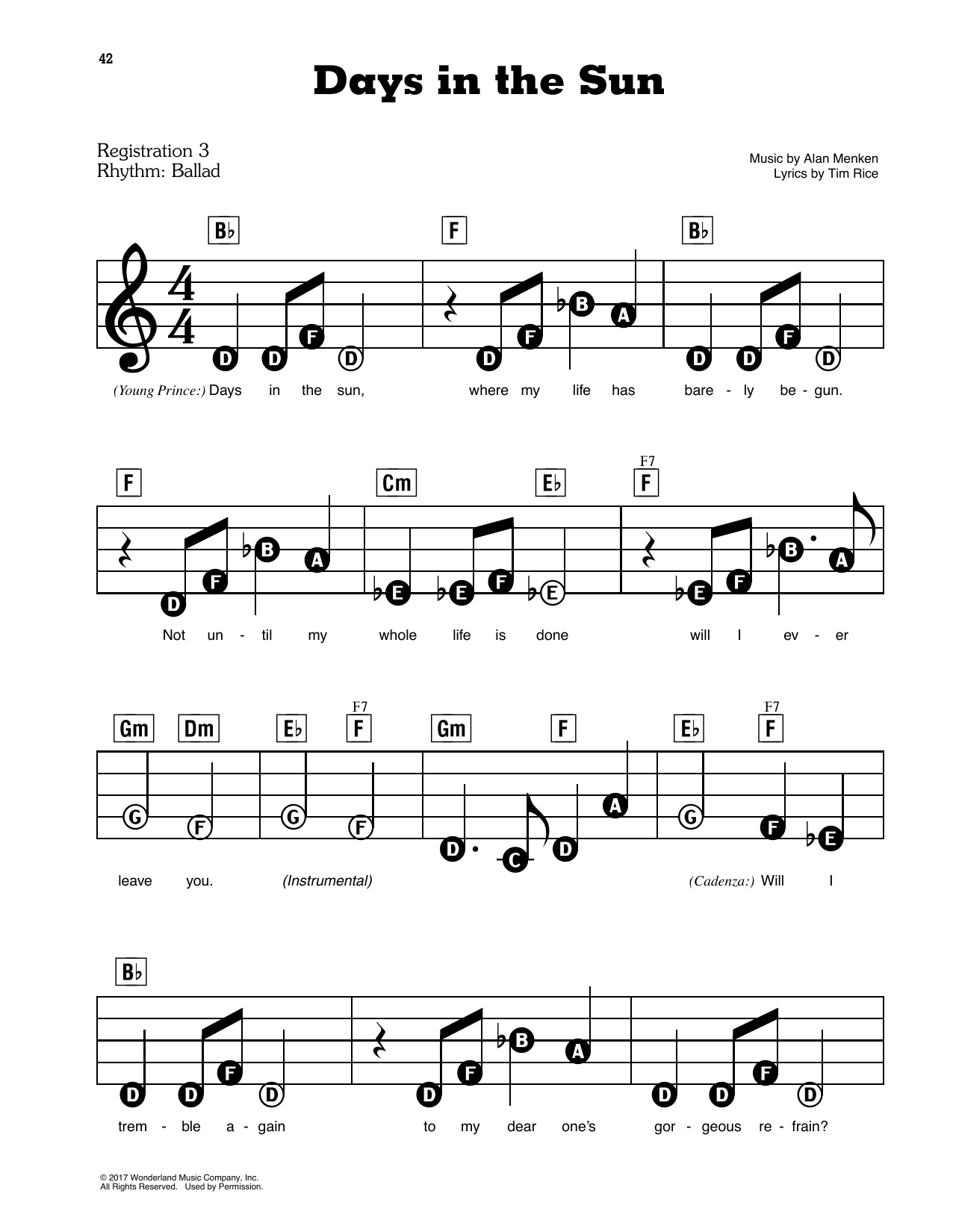Alan Menken Days In The Sun (from Beauty And The Beast) sheet music notes and chords. Download Printable PDF.