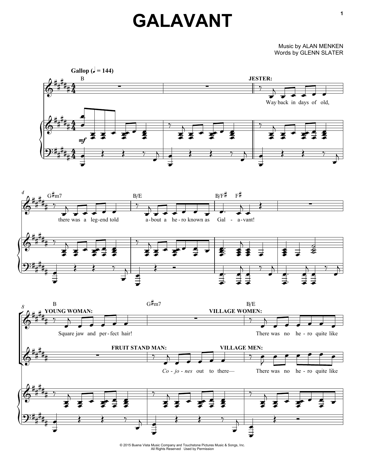 Alan Menken Galavant sheet music notes and chords. Download Printable PDF.