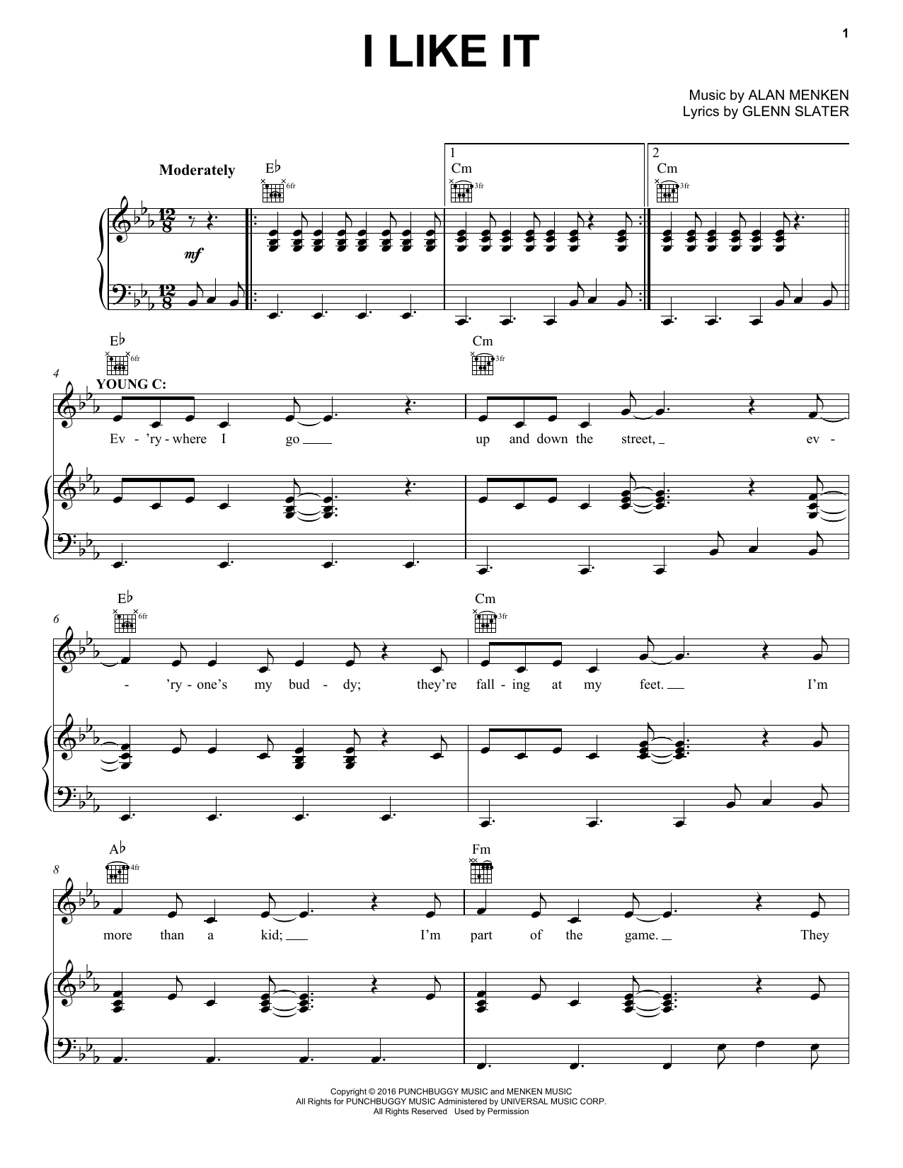 Alan Menken I Like It sheet music notes and chords. Download Printable PDF.