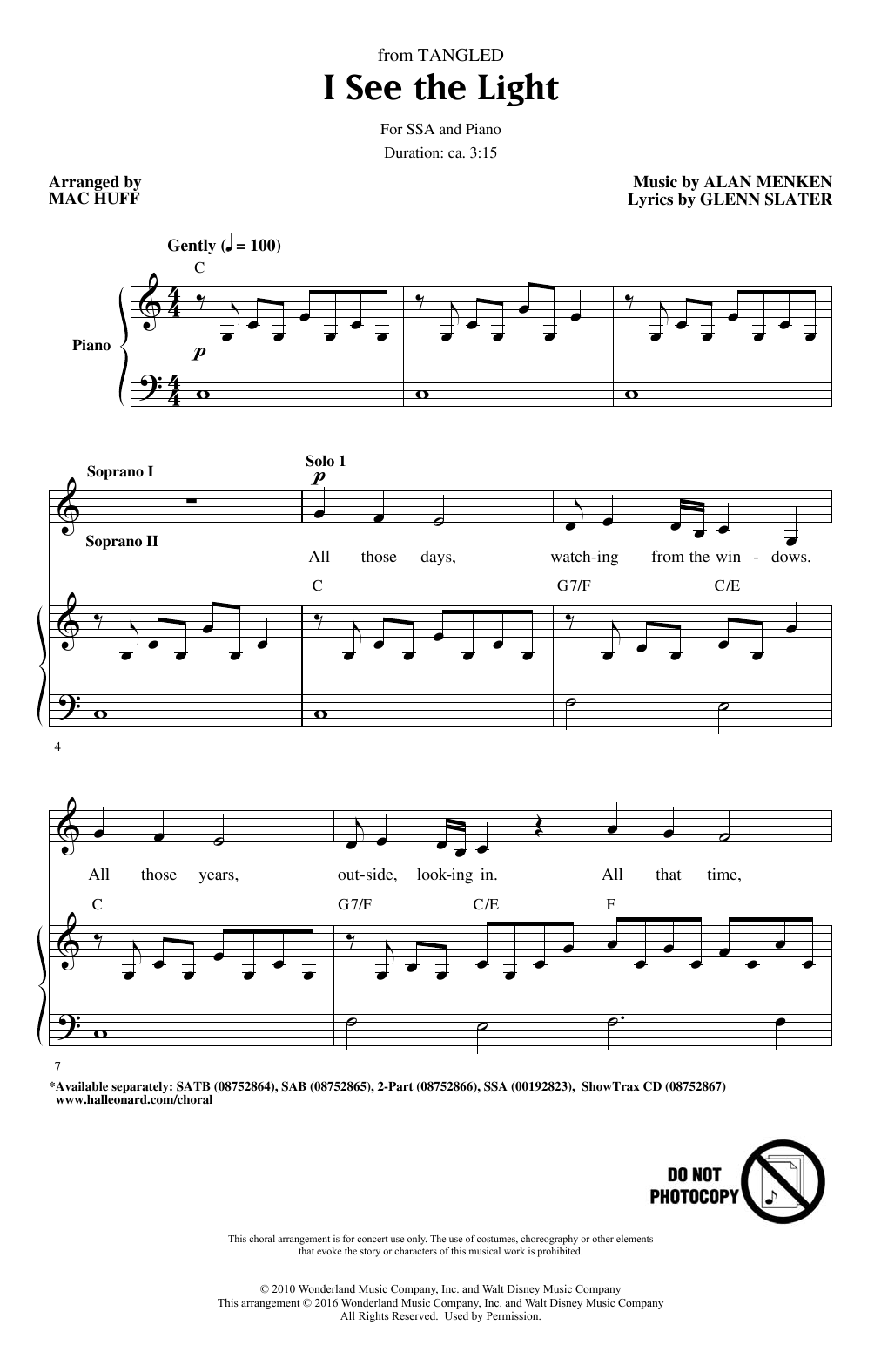 Alan Menken I See The Light (from Disney's Tangled) (arr. Mac Huff) sheet music notes and chords. Download Printable PDF.