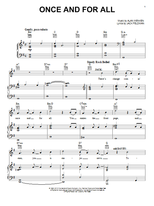 Alan Menken Once And For All Sheet Music Pdf Notes Chords Broadway Score Easy Piano Download Printable Sku 96983