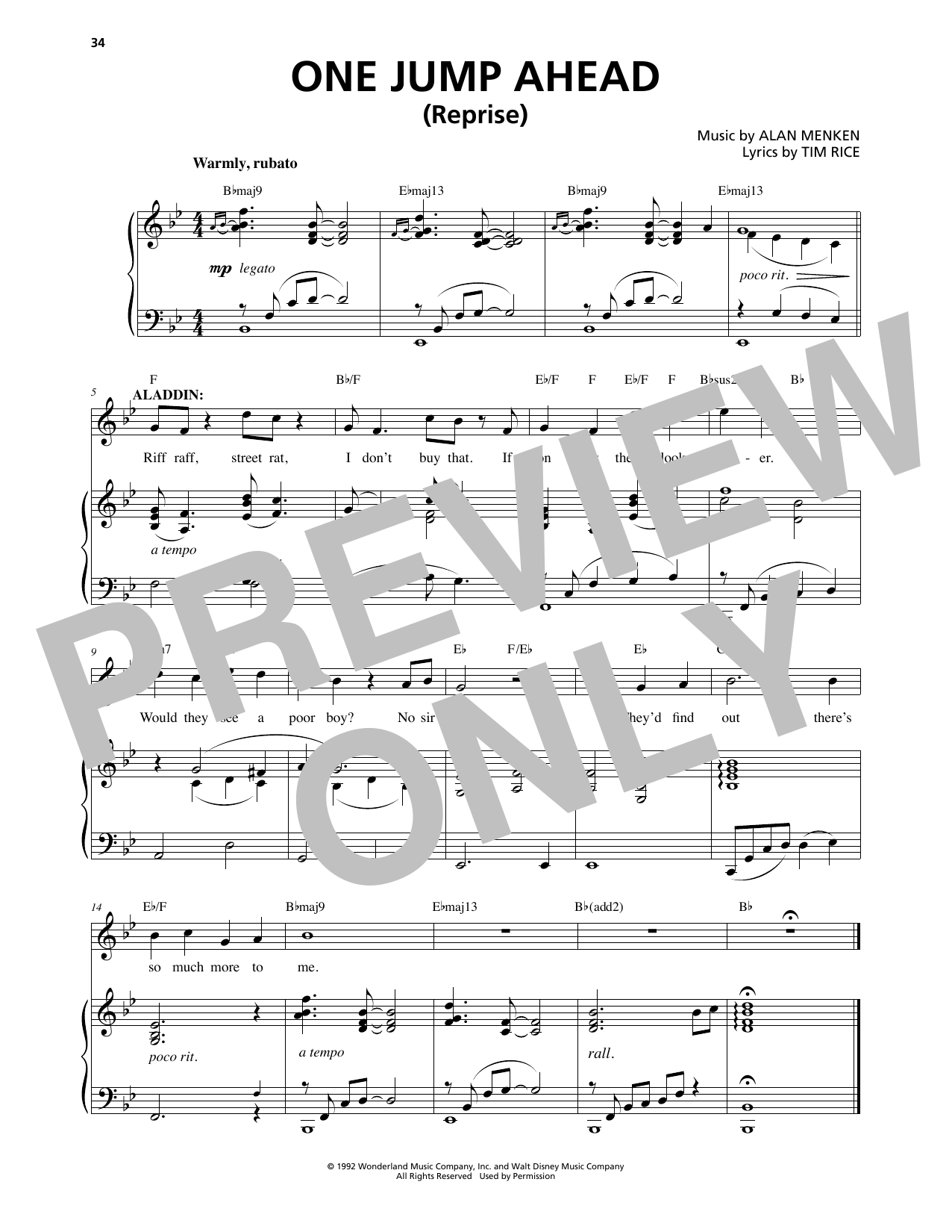 Learn to play Alan Menken One Jump Ahead (Reprise) (from Aladdin: The Broadway Musical) sheet music for Piano & Vocal in minutes. Alan Menken One Jump Ahead (Reprise) (from Aladdin: The Broadway Musical) sheet music notes and chords. Download Printable PDF.