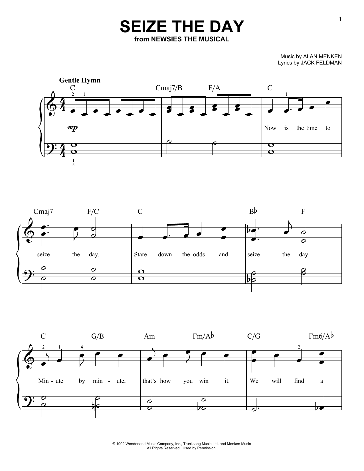 Alan Menken Seize The Day From Newsies The Musical Sheet Music Pdf Notes Chords Blues Score Lead Sheet Fake Book Download Printable Sku