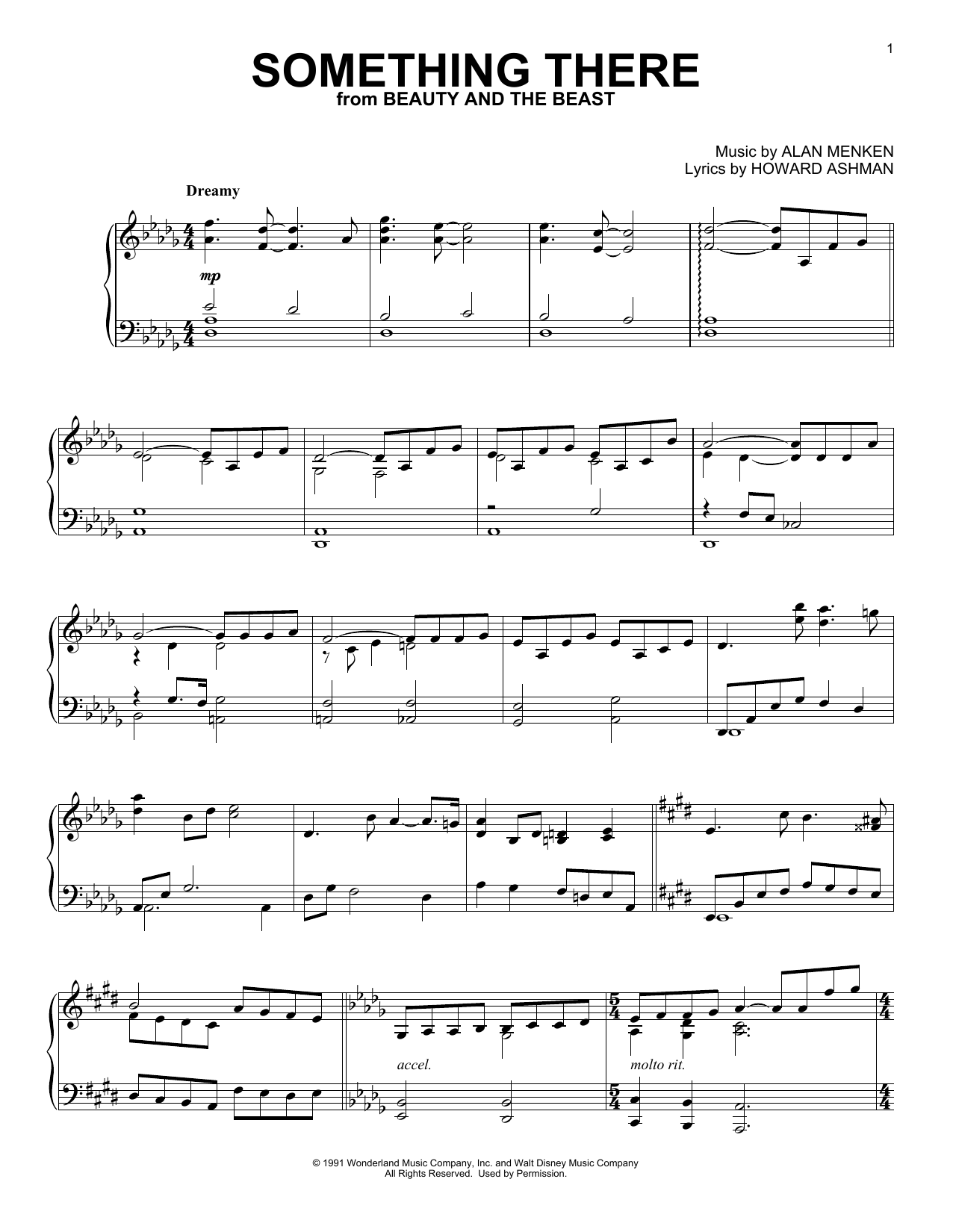 Alan Menken Something There (from Beauty And The Beast) sheet music notes and chords. Download Printable PDF.
