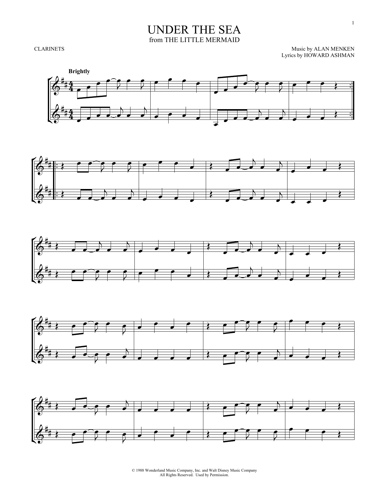 Alan Menken & Howard Ashman Under The Sea (from The Little Mermaid) sheet music notes and chords. Download Printable PDF.