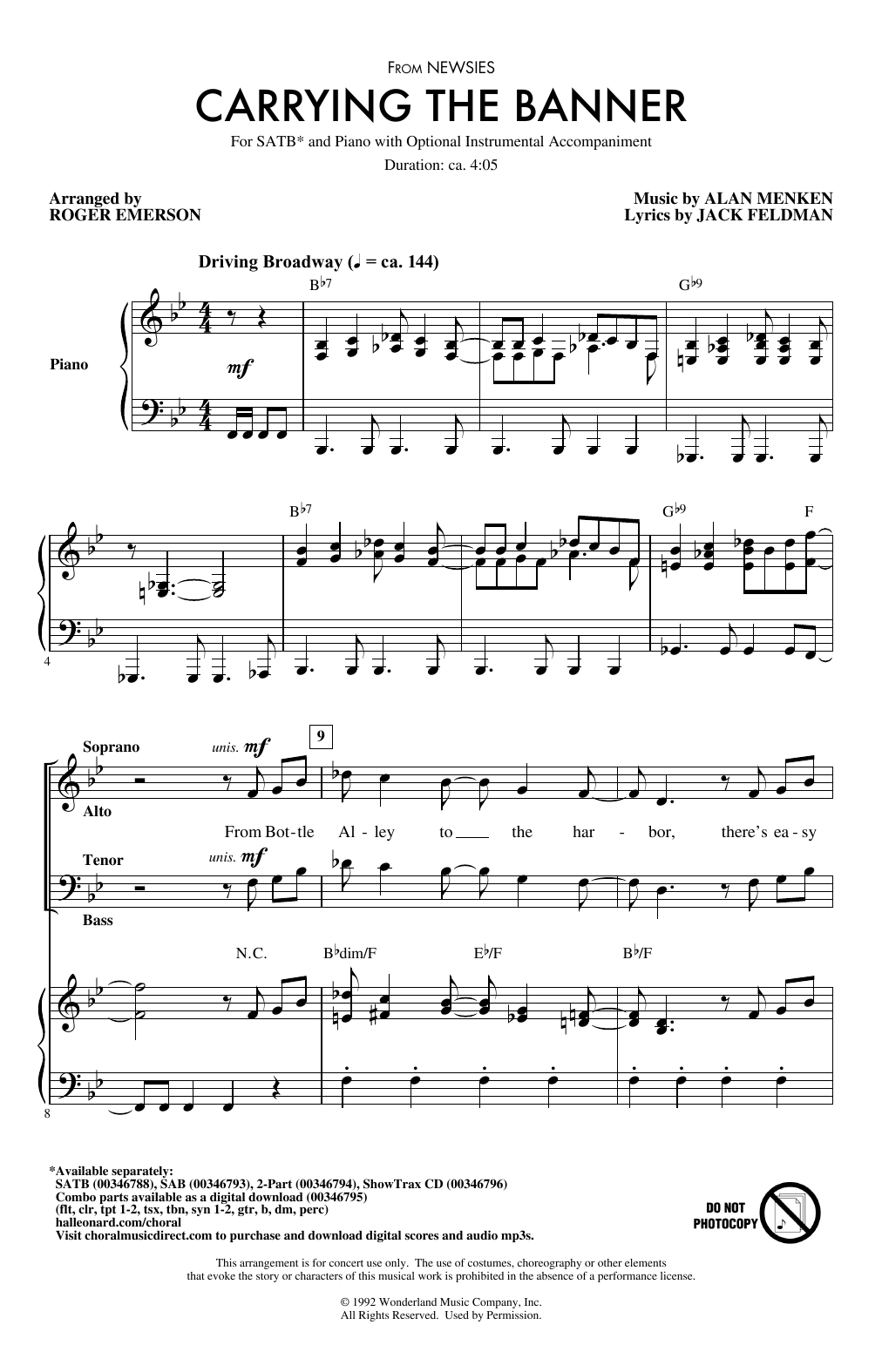 Alan Menken & Jack Feldman Carrying The Banner (from Newsies) (arr. Roger Emerson) sheet music notes and chords. Download Printable PDF.