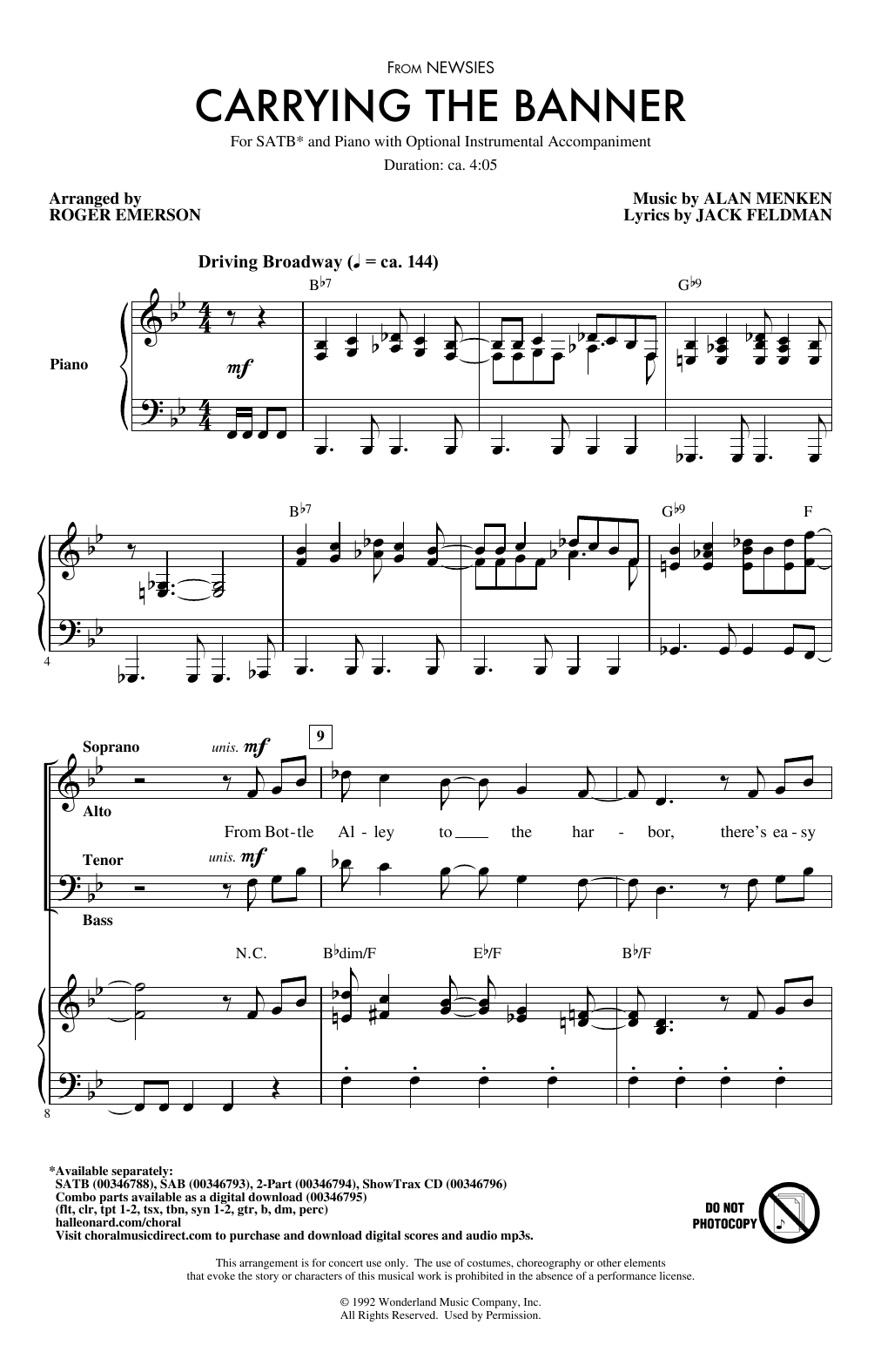 Learn to play Alan Menken & Jack Feldman Carrying The Banner (from Newsies) (arr. Roger Emerson) sheet music for SAB Choir in minutes. Price: 3.9900$ Alan Menken & Jack Feldman Carrying The Banner (from Newsies) (arr. Roger Emerson) sheet music notes and chords arranged for SAB Choir