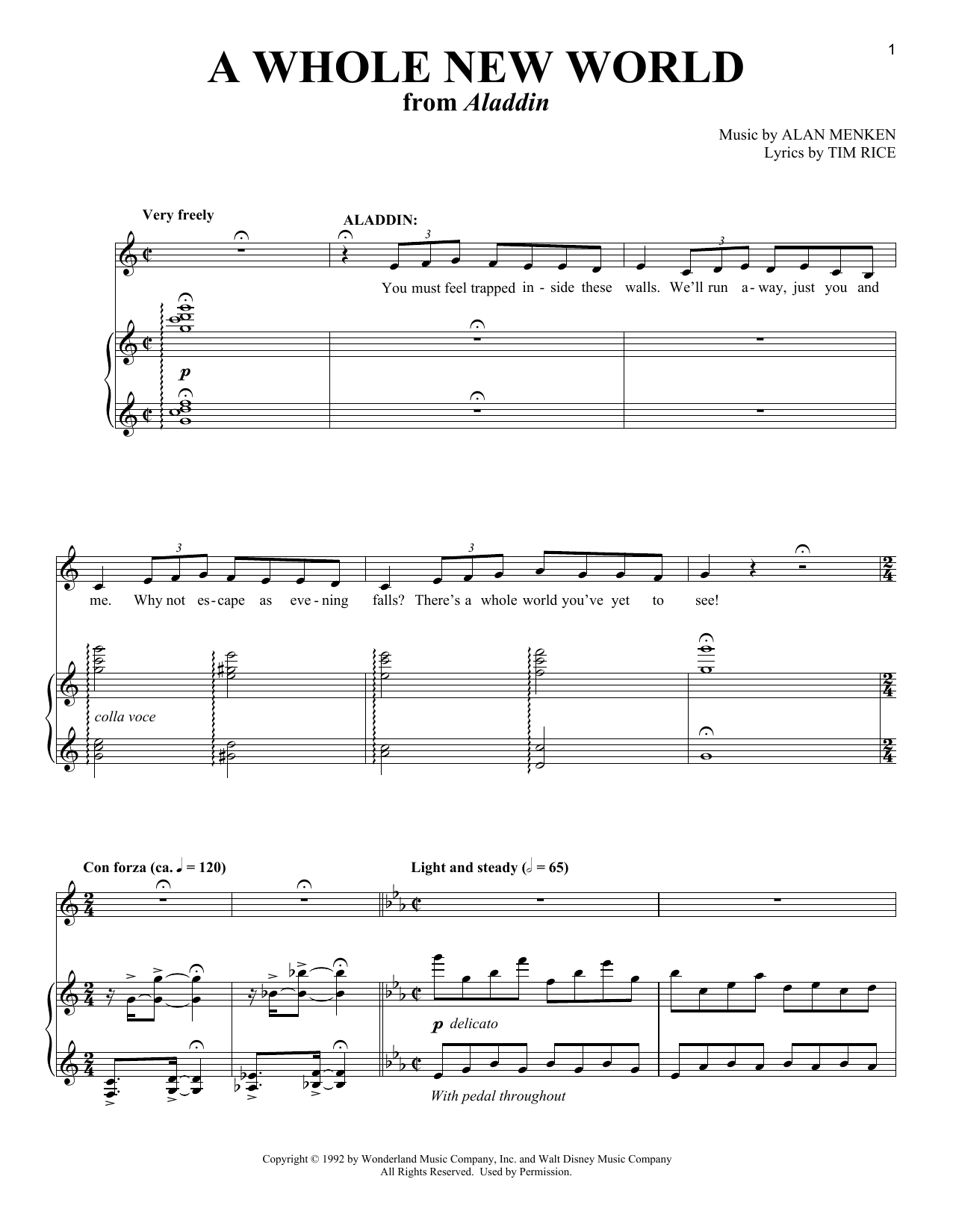Alan Menken & Tim Rice A Whole New World (from Aladdin: The Broadway Musical) sheet music notes and chords. Download Printable PDF.