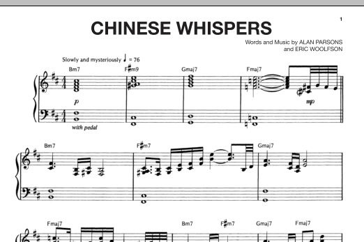 The Alan Parsons Project Chinese Whispers sheet music notes and chords. Download Printable PDF.