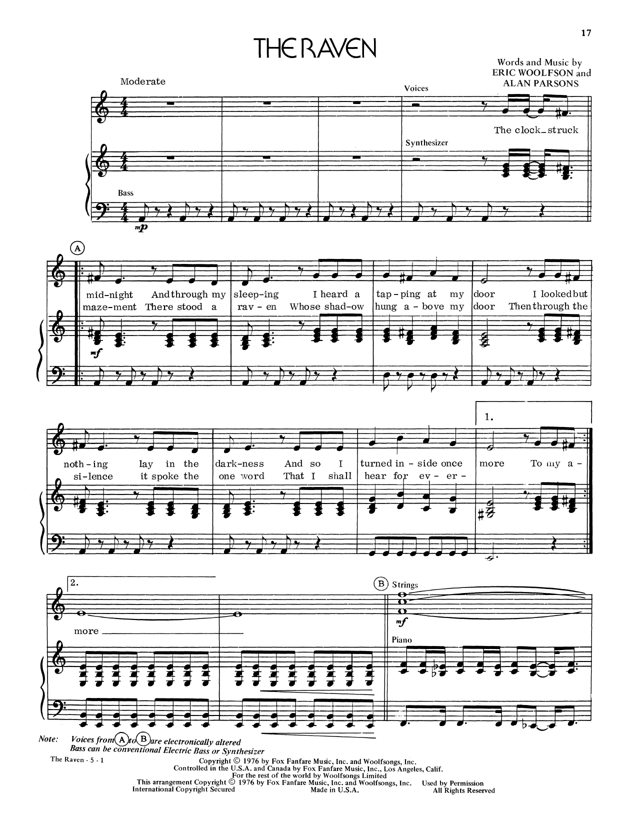 Learn to play Alan Parsons Project The Raven sheet music for Piano & Vocal in minutes. Alan Parsons Project The Raven sheet music notes and chords. Download Printable PDF.