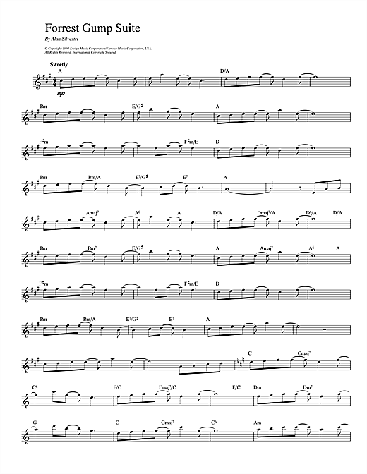 Alan Silvestri Forrest Gump Suite sheet music notes and chords. Download Printable PDF.