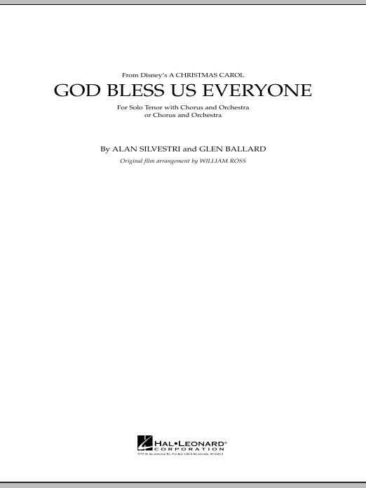 Alan Silvestri God Bless Us Everyone - Full Score sheet music notes and chords. Download Printable PDF.
